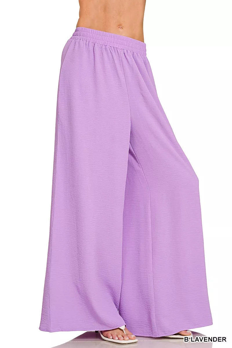 Woven Airflow Twisted Top & Wide Leg Pants Set for Women
