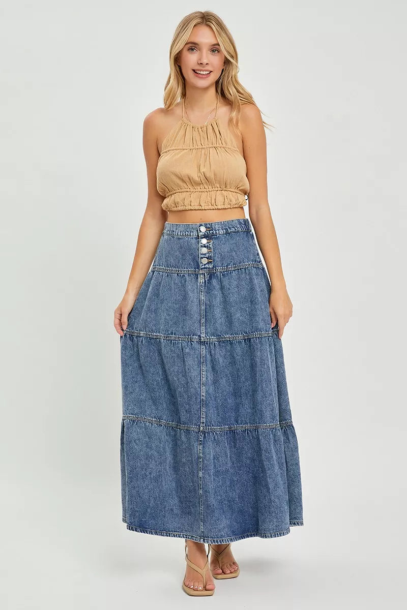 High Rise Ruffle Long Skirts in Medium for Women