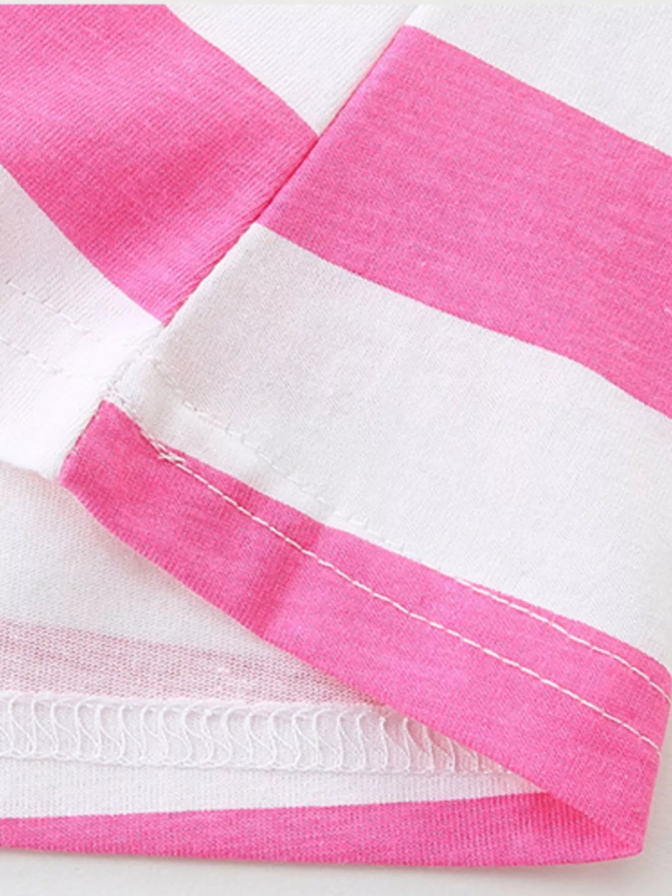 Bee Embroidered Striped Casual Dress in Pink for Girls