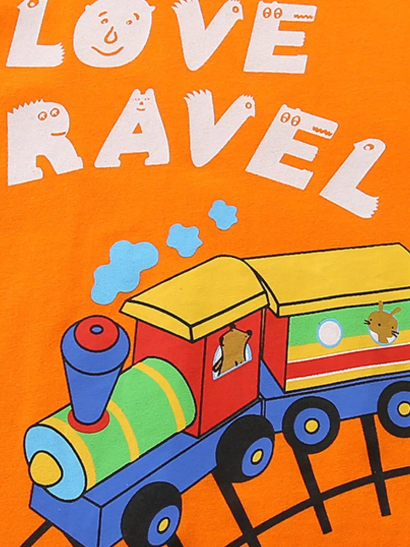 Love Travel Train Graphic T-Shirt in Orange for Boys