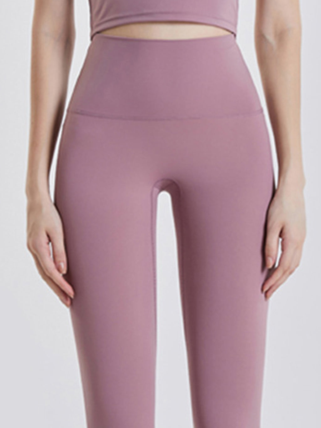 Wide Waistband Sports Leggings in Lilac for Women