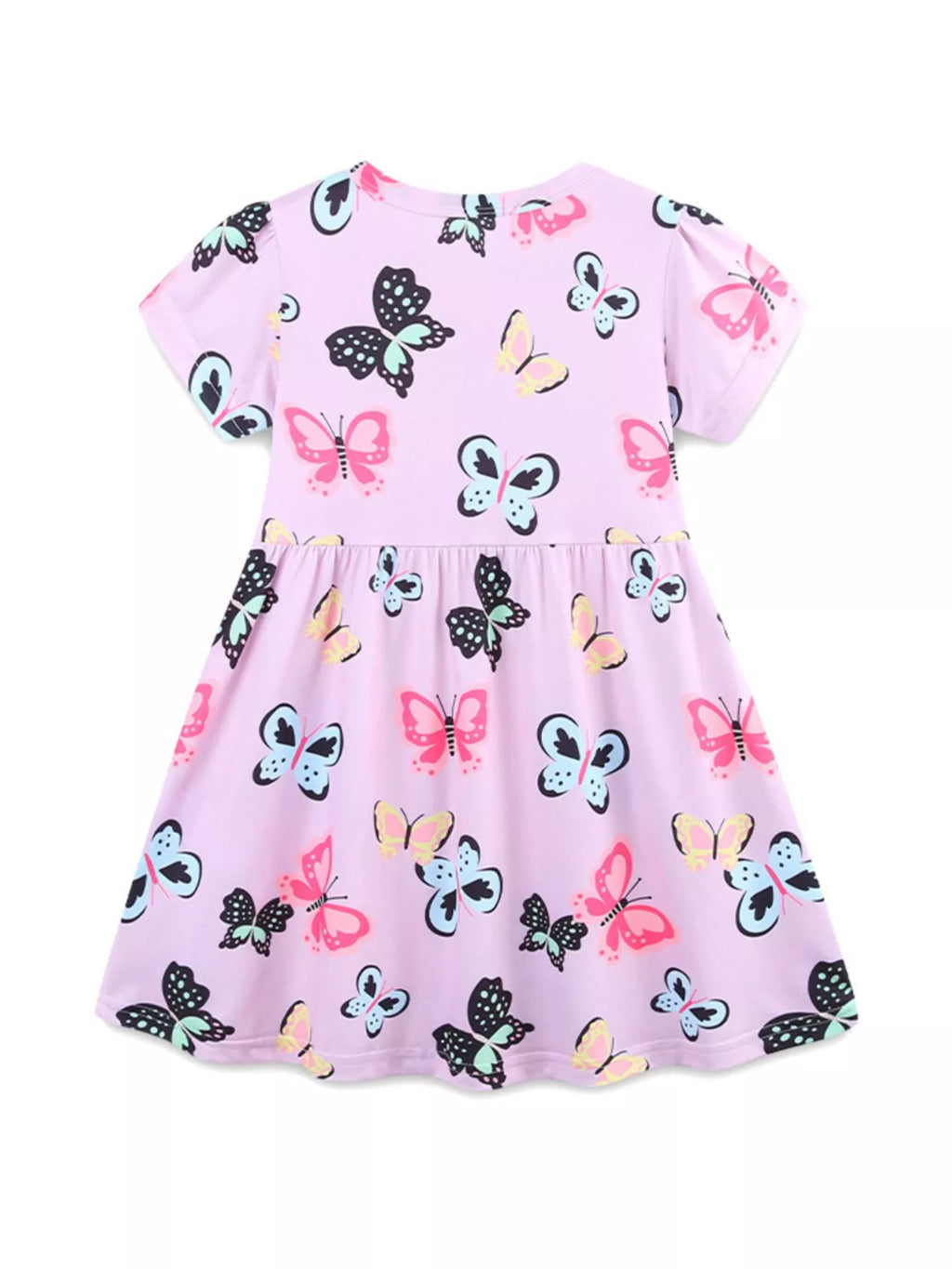 Butterfly Print Casual Dress in Pink Purple for Girls
