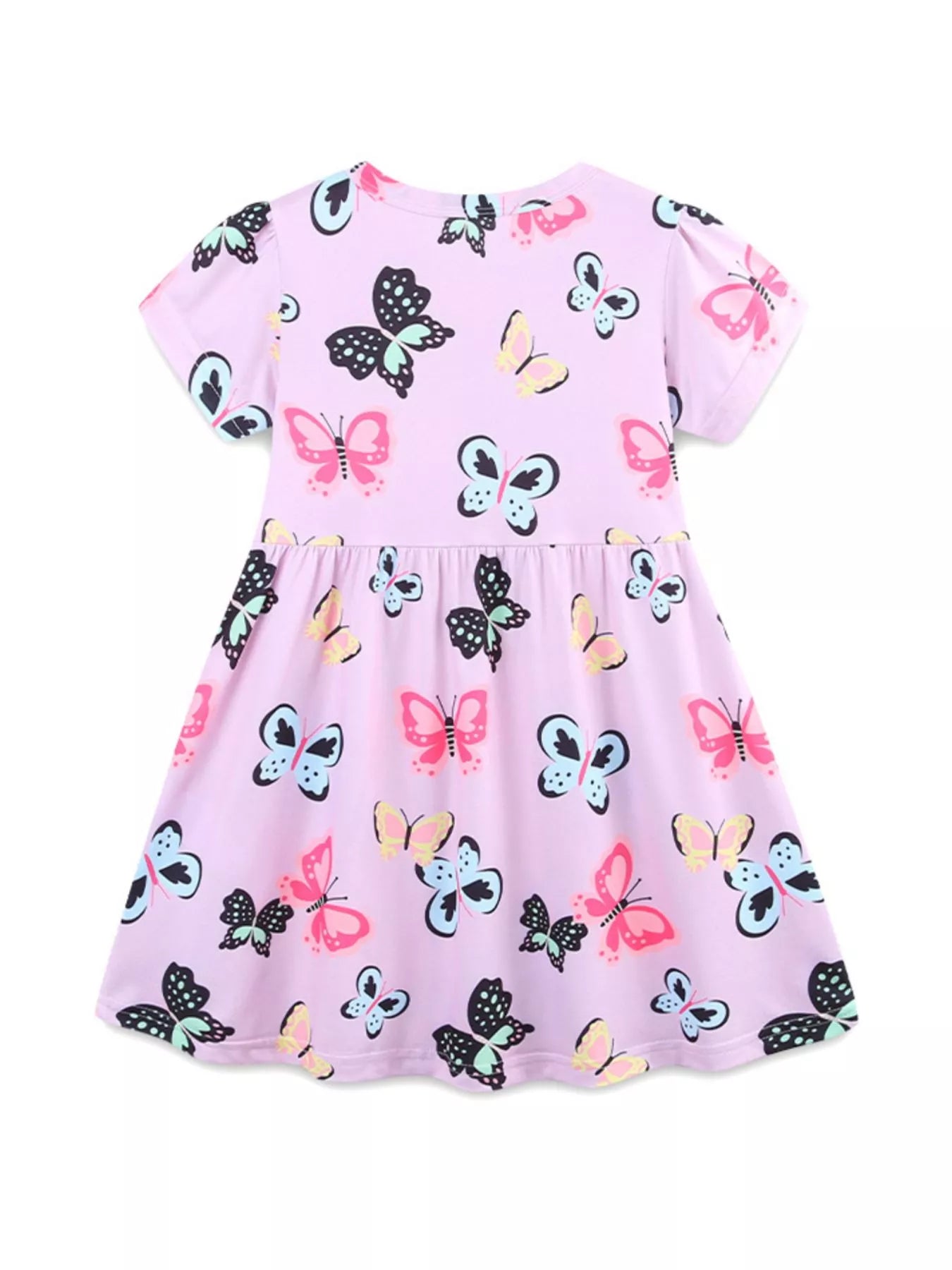 Butterfly Print Casual Dress in Pink Purple for Girls