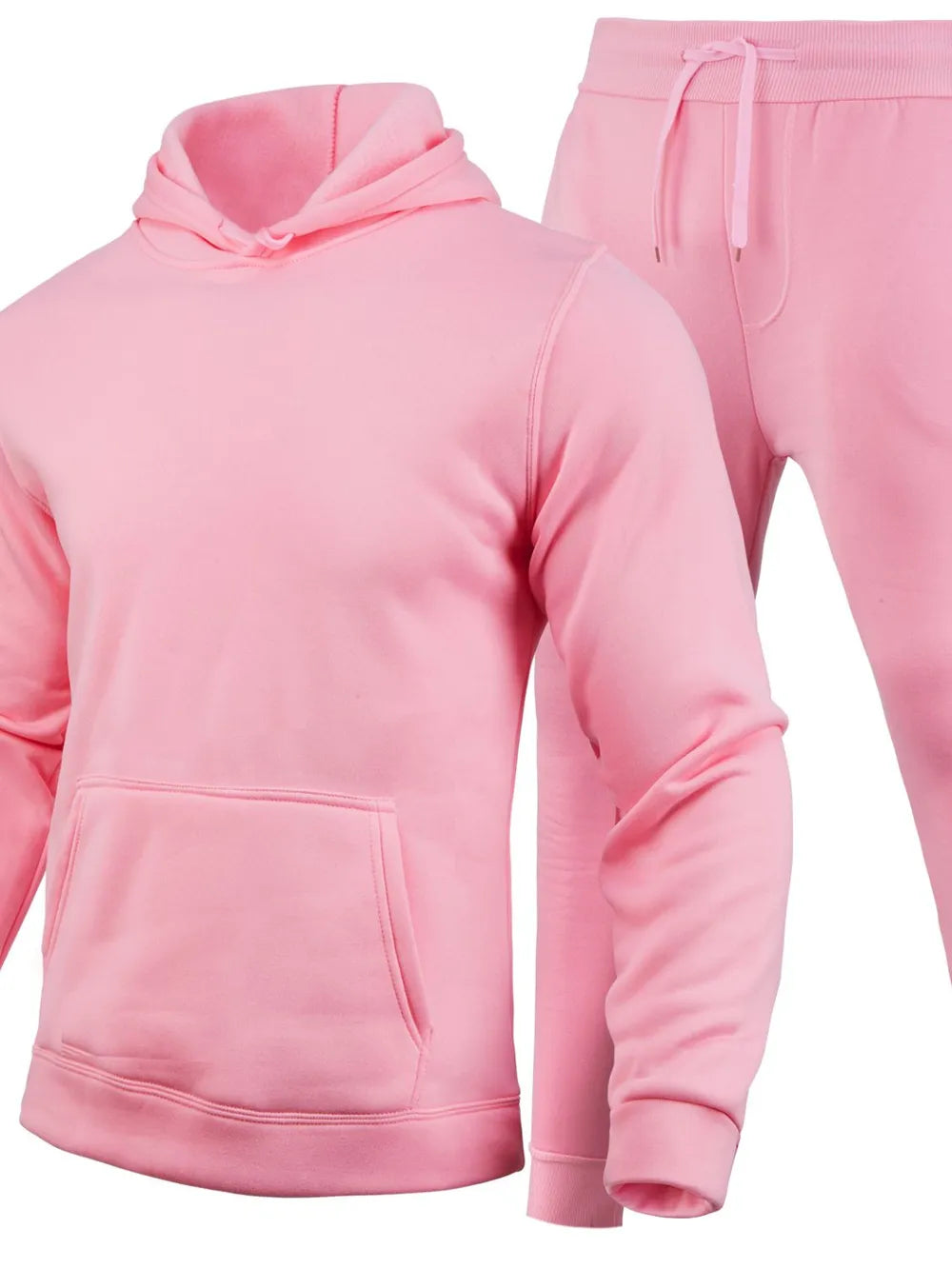 Long Sleeve Hoodie and Pants Set Plus Size in Dusty Pink for Men