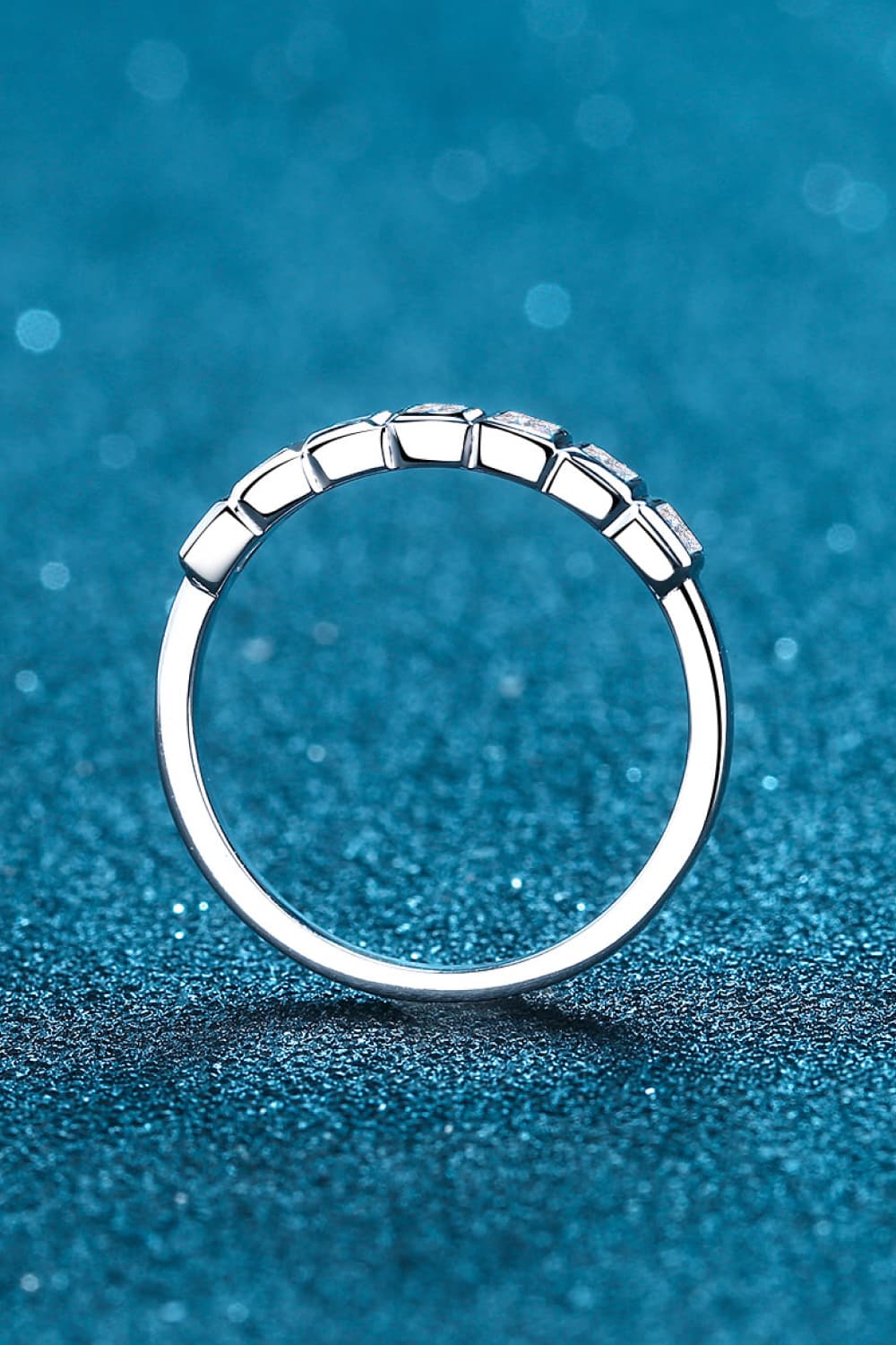 Moissanite Rhodium-Plated Half-Eternity Ring in Classic in Silver for Women