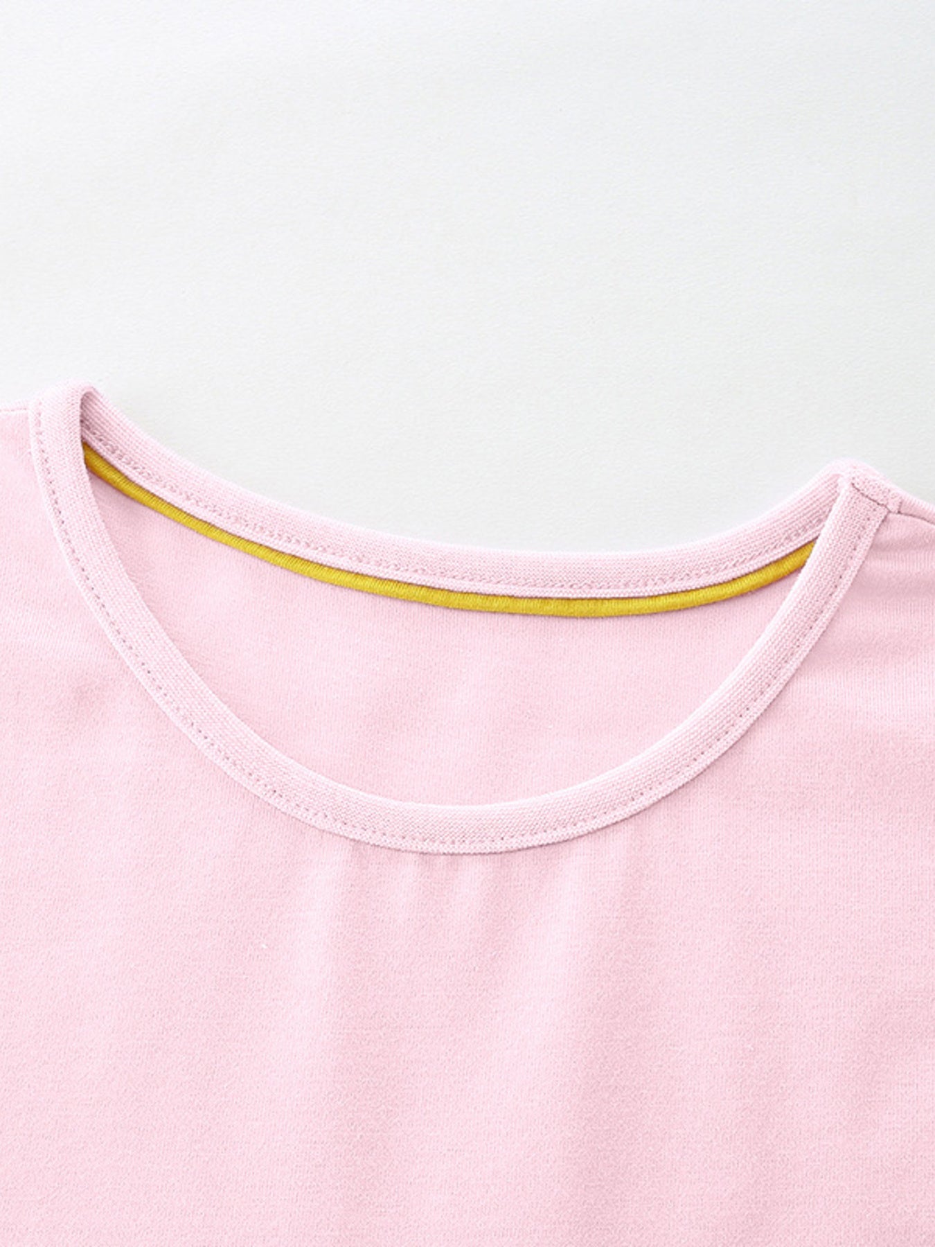 Rainbow Print Short Sleeve Casual Dress in Blush Pink for Girls