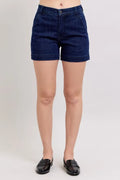 High Waist Denim Shorts Plus Size in Dark for Women