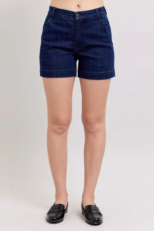 High Waist Denim Shorts Plus Size in Dark for Women