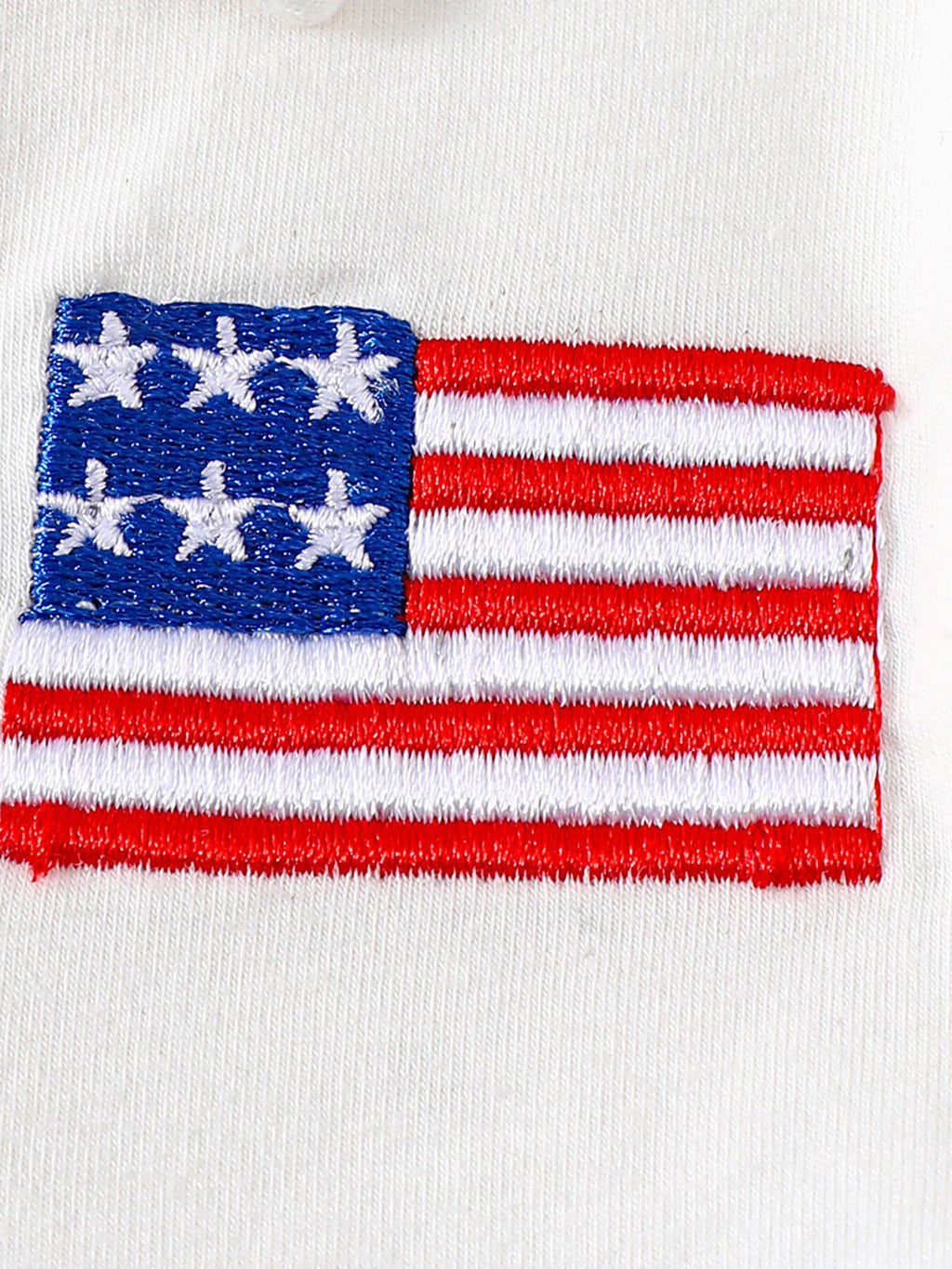 Patriotic American Flag Embroidered Outfit Set in White for Boys