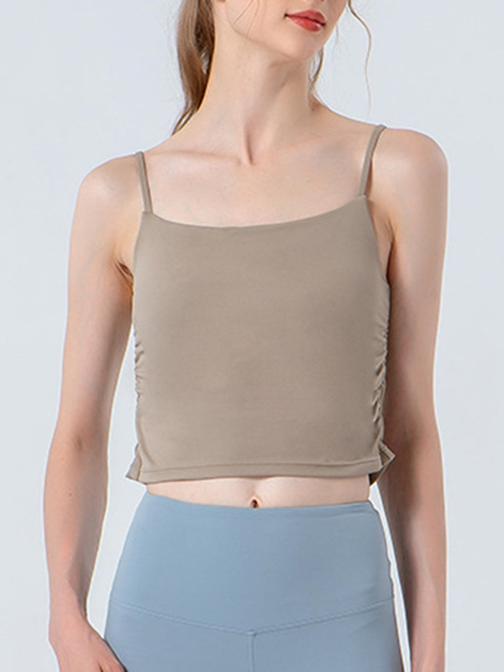 Ruched Sports Cami in Chestnut for Women