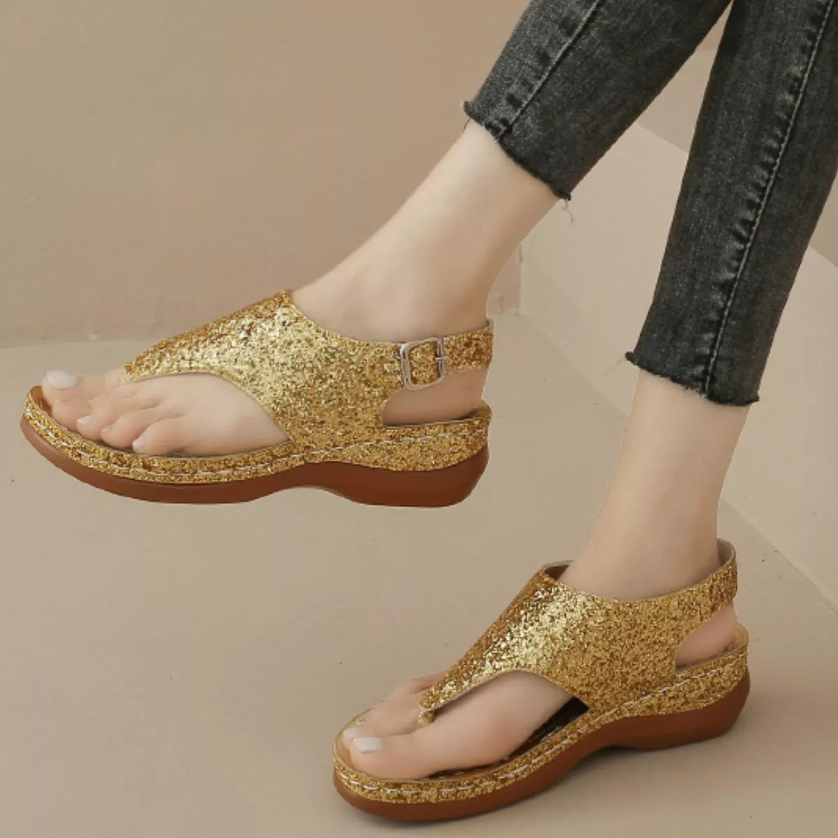 Toe Post Wedge Sandals in Playing Cards for Women