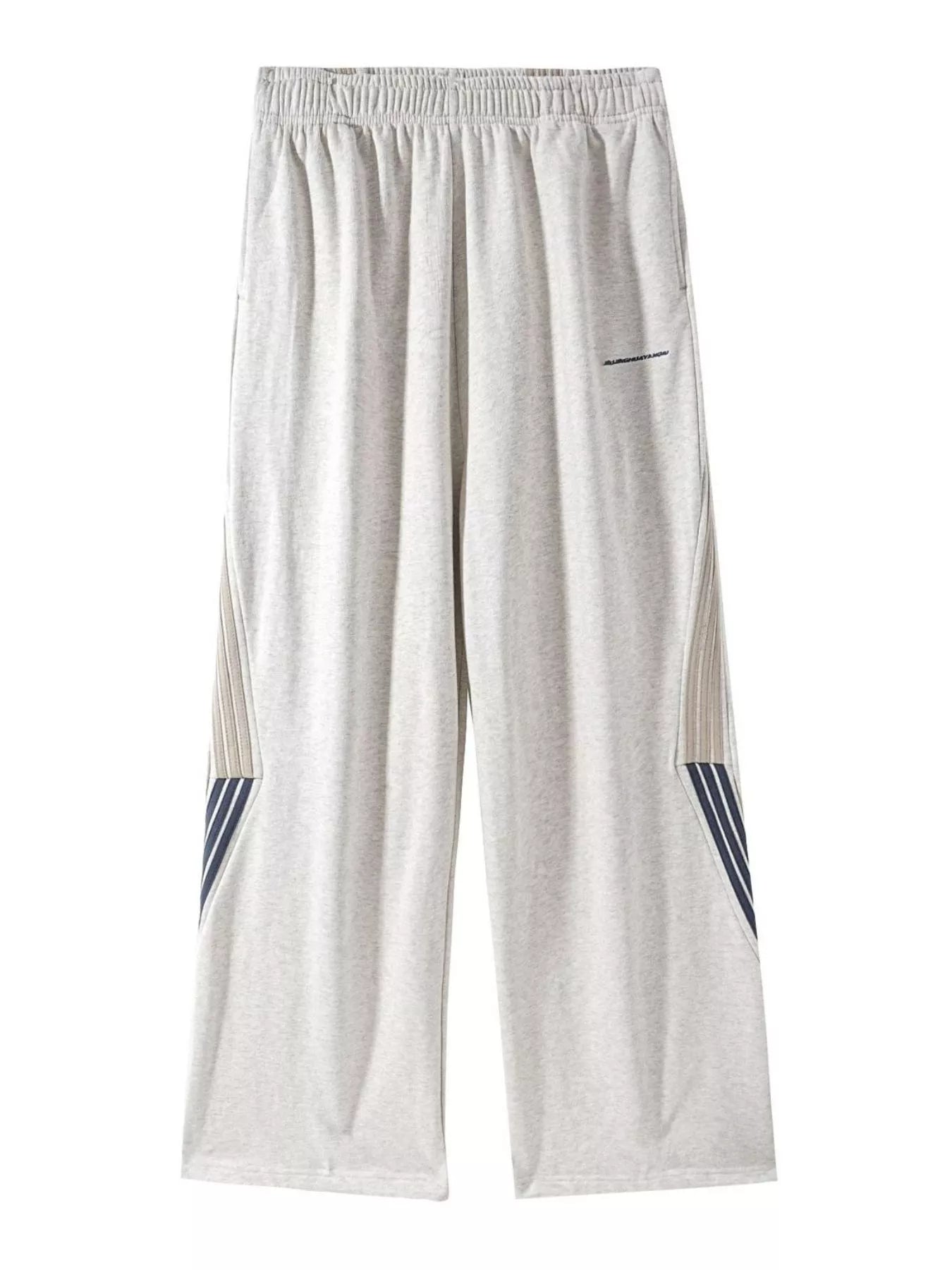 Plus Size Side Striped Relaxed Fit Casual Pants in Black for Men