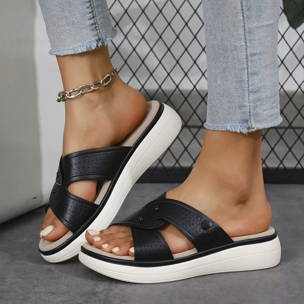 Open Toe Wedge Sandals in Everyday in Black for Women