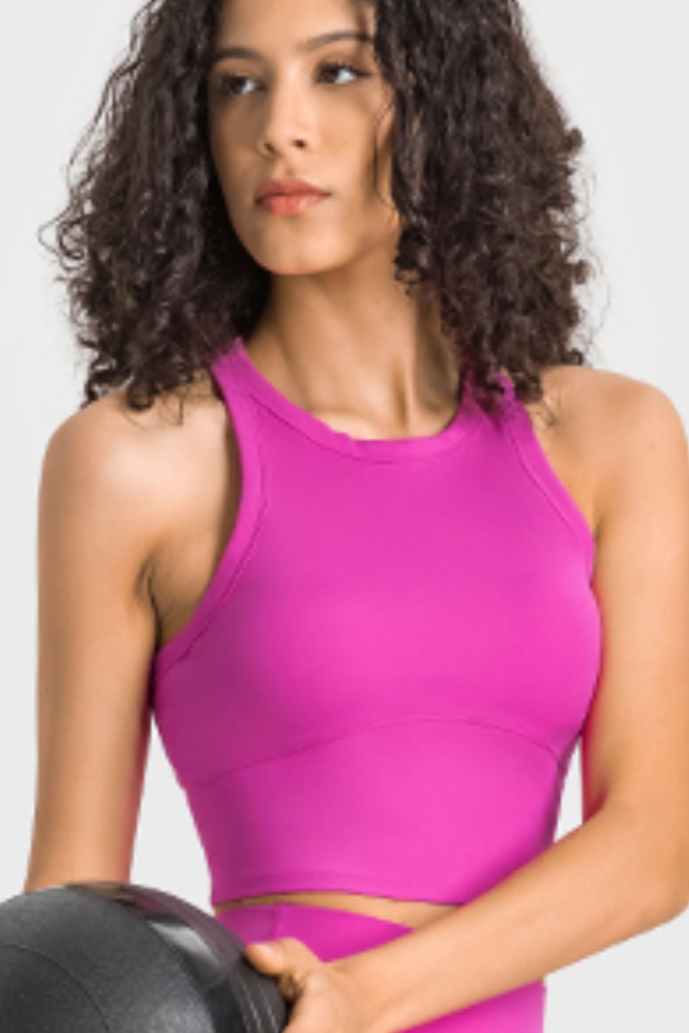 Racerback Cropped Sports Tank in White for Women