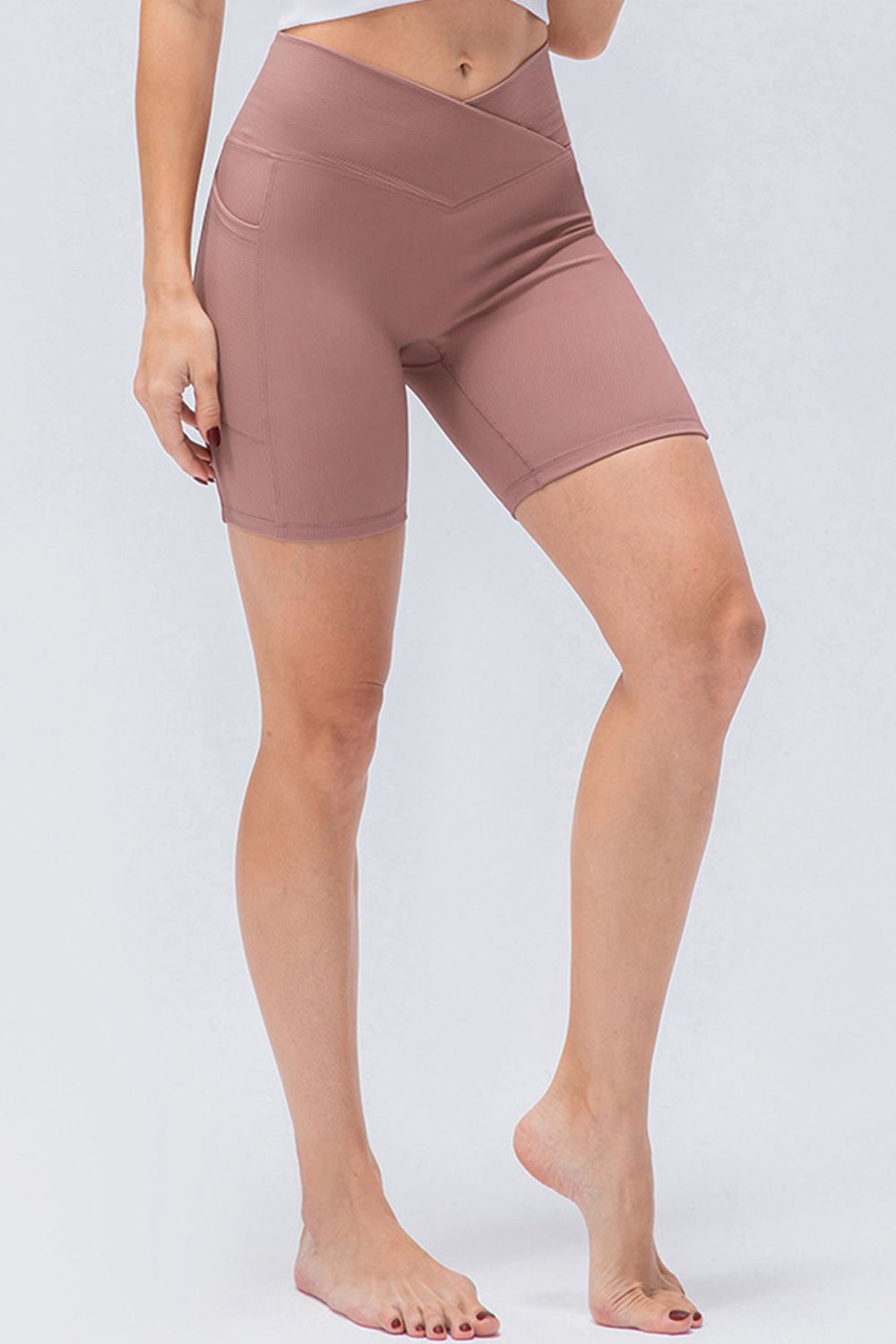 Slim Fit V-Waistband Sports Shorts in White for Women