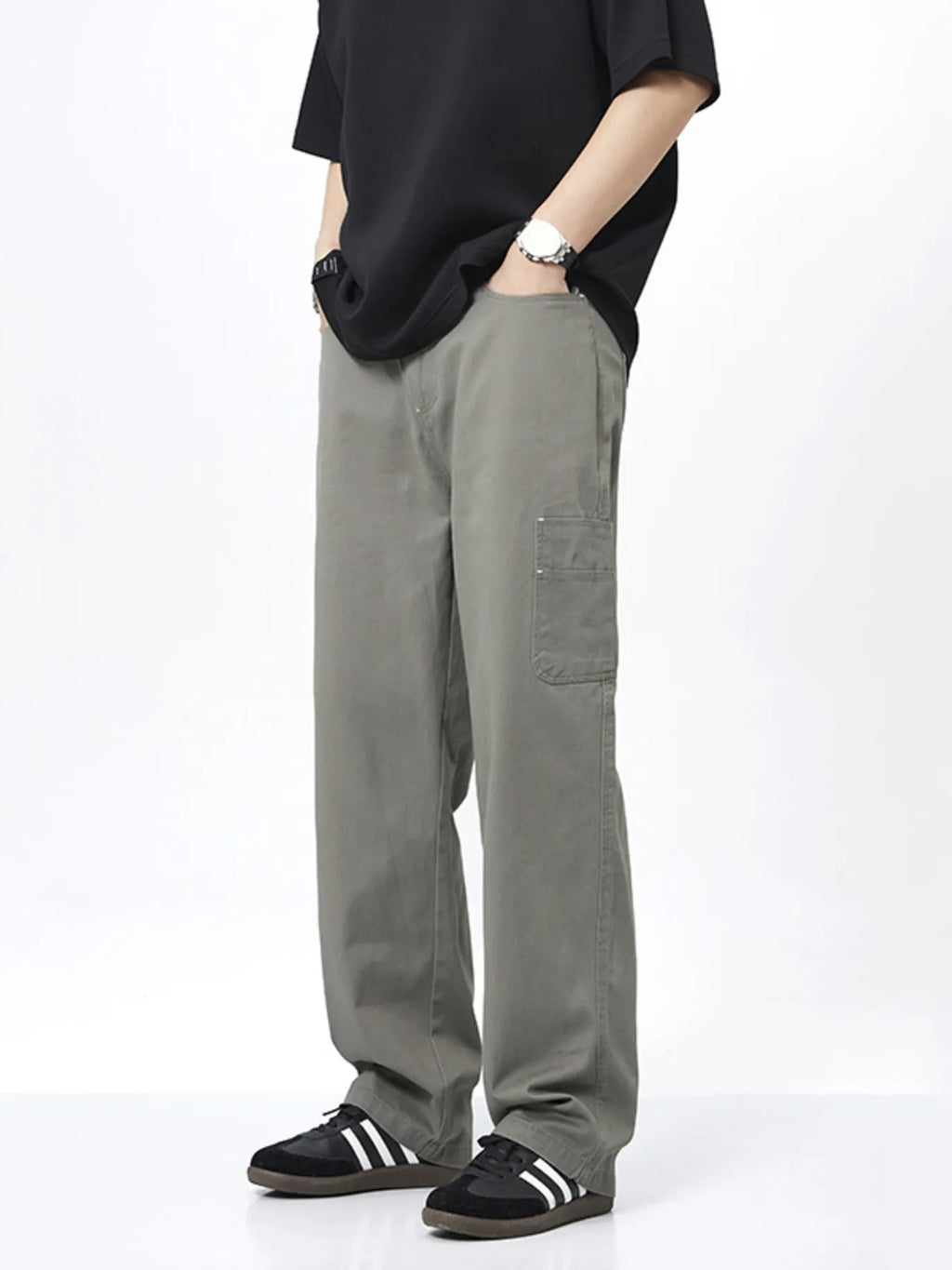 Plus Size Wide Leg Pants in Apricot for Men