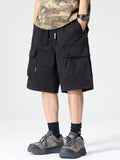 Drawstring Loose Fit Shorts Plus Size in Black for Men