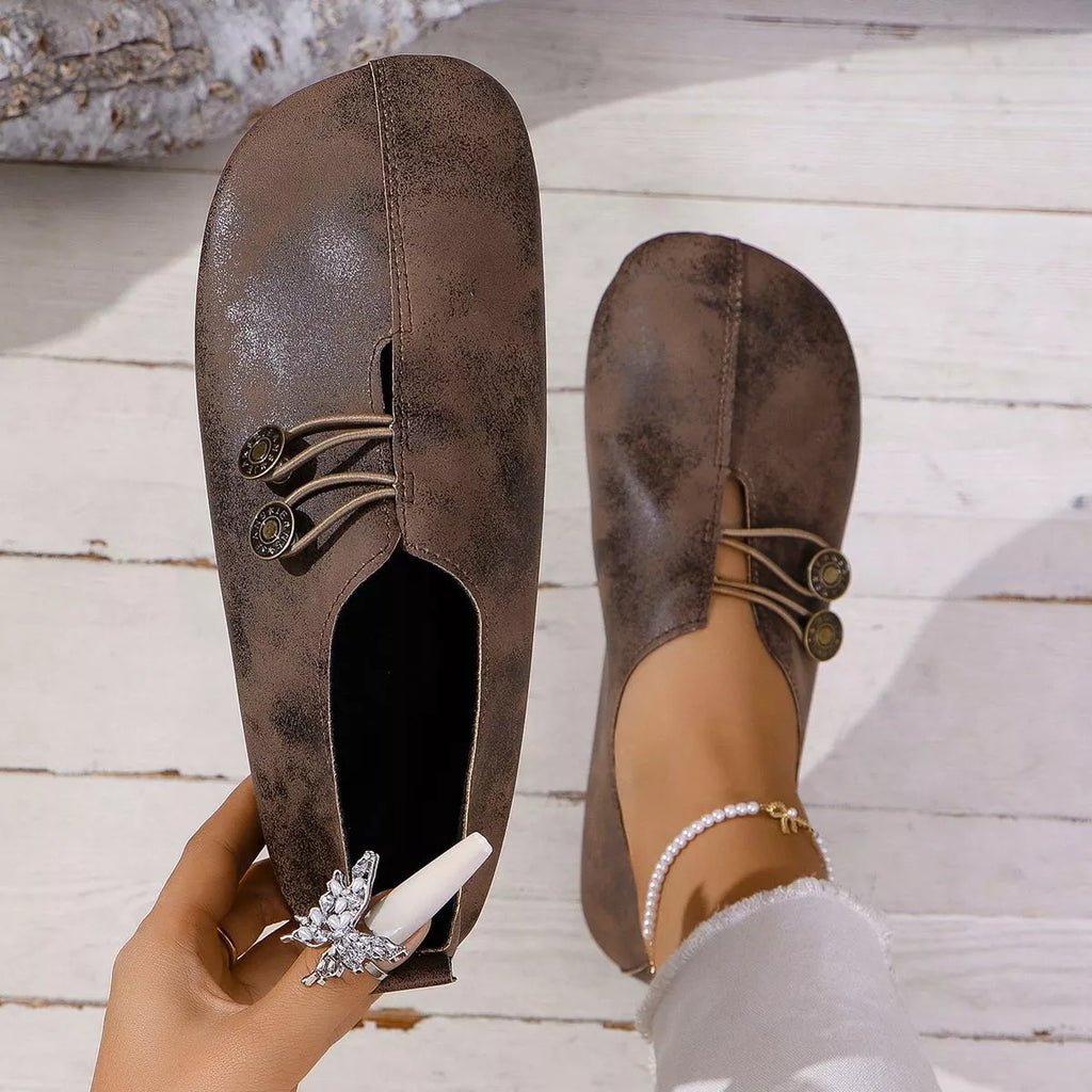 Round Toe Slip-Ons in Blue for Women