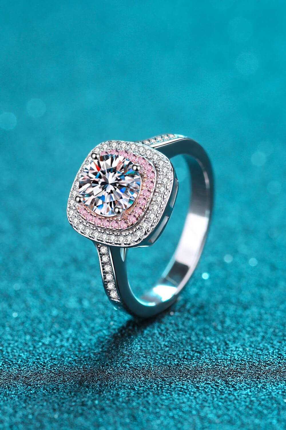 Need You Now Moissanite Ring in Silver Pink for Women