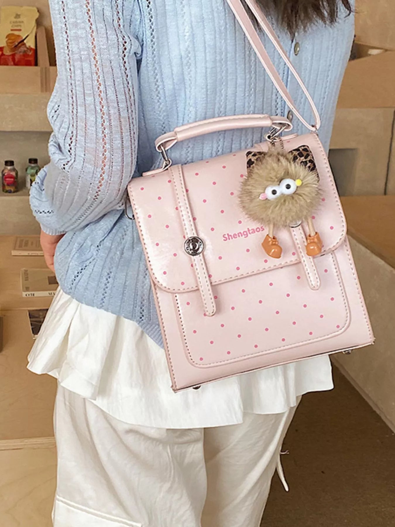 Polka Dot Backpack Bag for Women