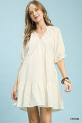 Cotton Gauze Mini Dress in Cream for Women
