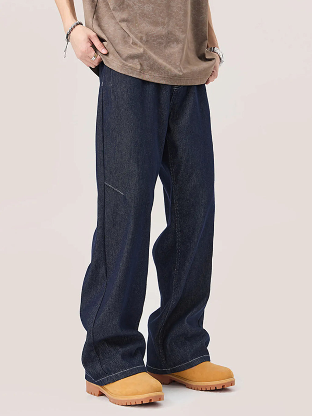 Wide Leg Jeans in Dark Blue for Men