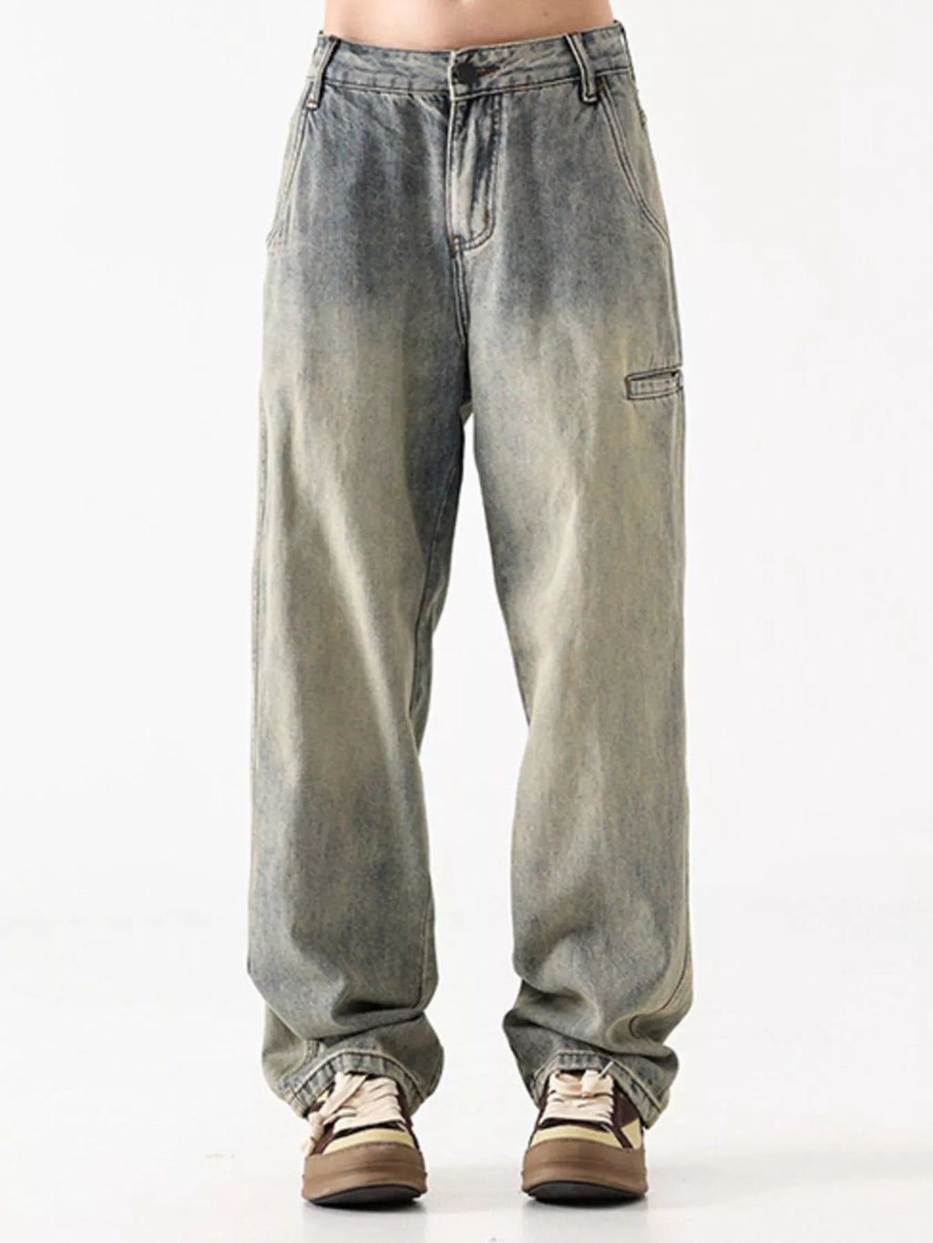 Vintage Wash Loose Fit Jeans in Air Force Blue for Men