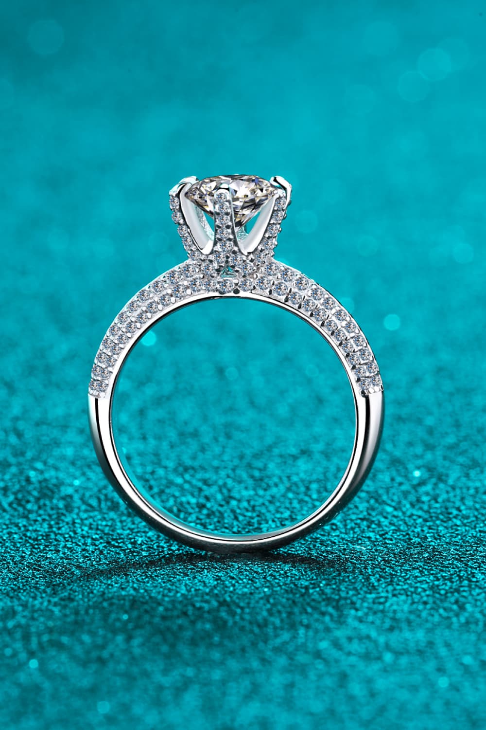 2 Carat Moissanite 925 Sterling Silver Side Stone Ring for Women