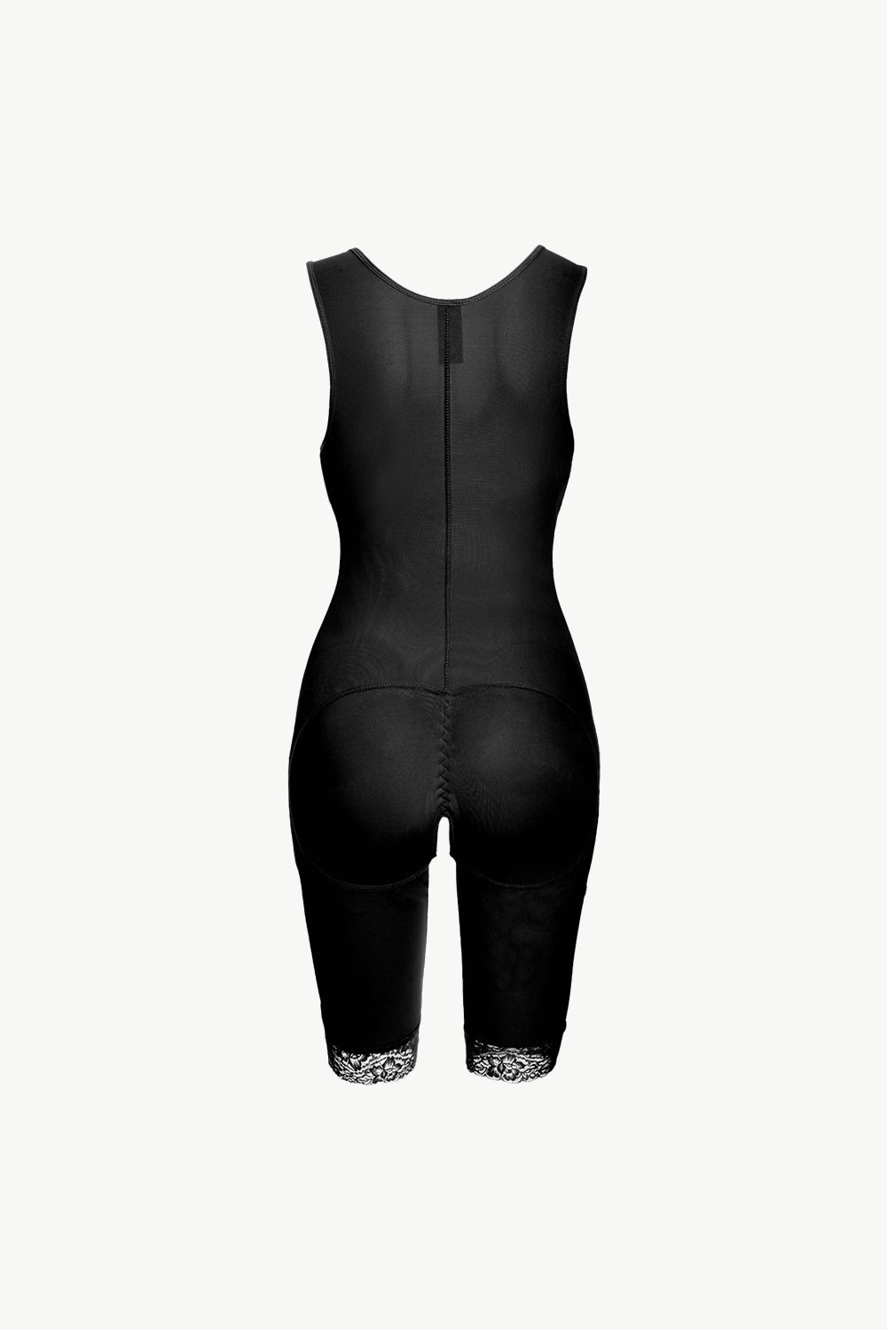 Plus Size Lace Trim Shapewear with Zipper in Apricot for Women