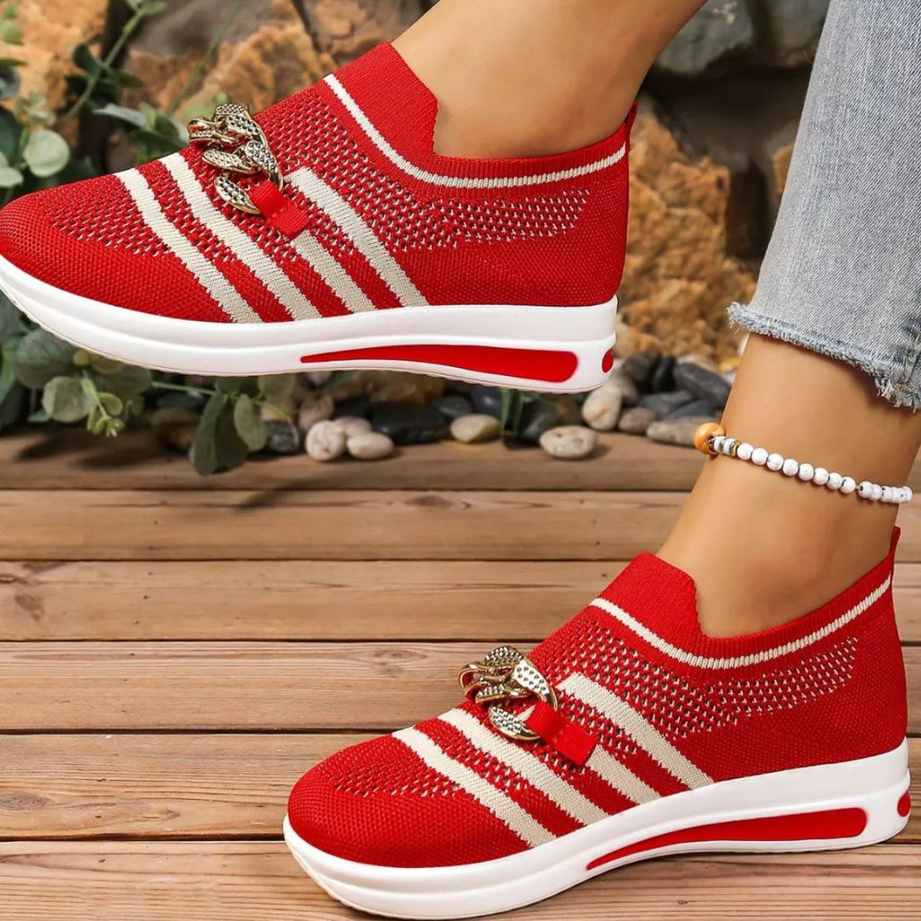 Round Toe Mesh Slip-Ons in Cream White for Women