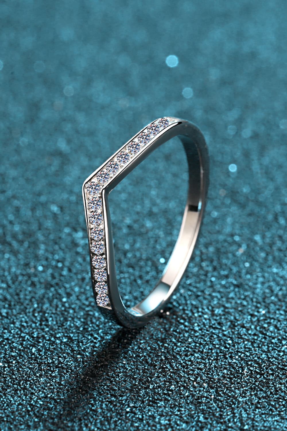 Minimalist Moissanite Rhodium-Plated Ring in Silver for Women