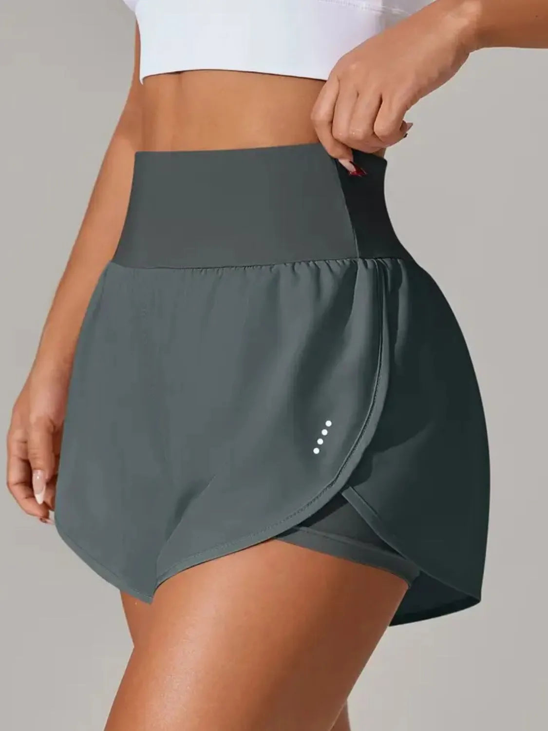 Pocketed High Waist Active Shorts in Dusty Pink for Women