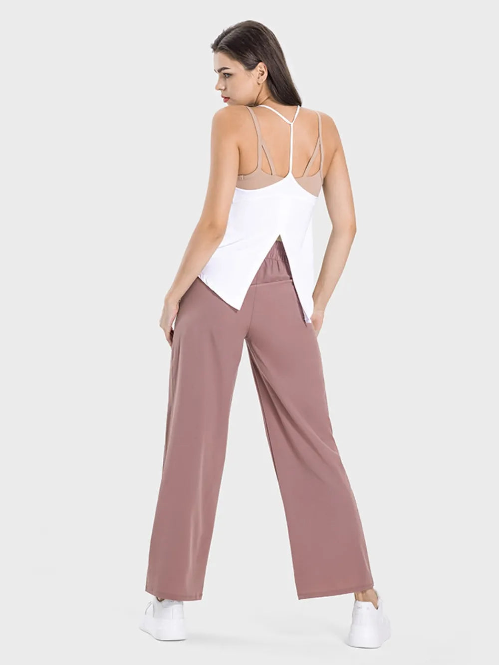 Drawstring Pocketed Active Pants in Cloudy Blue for Women