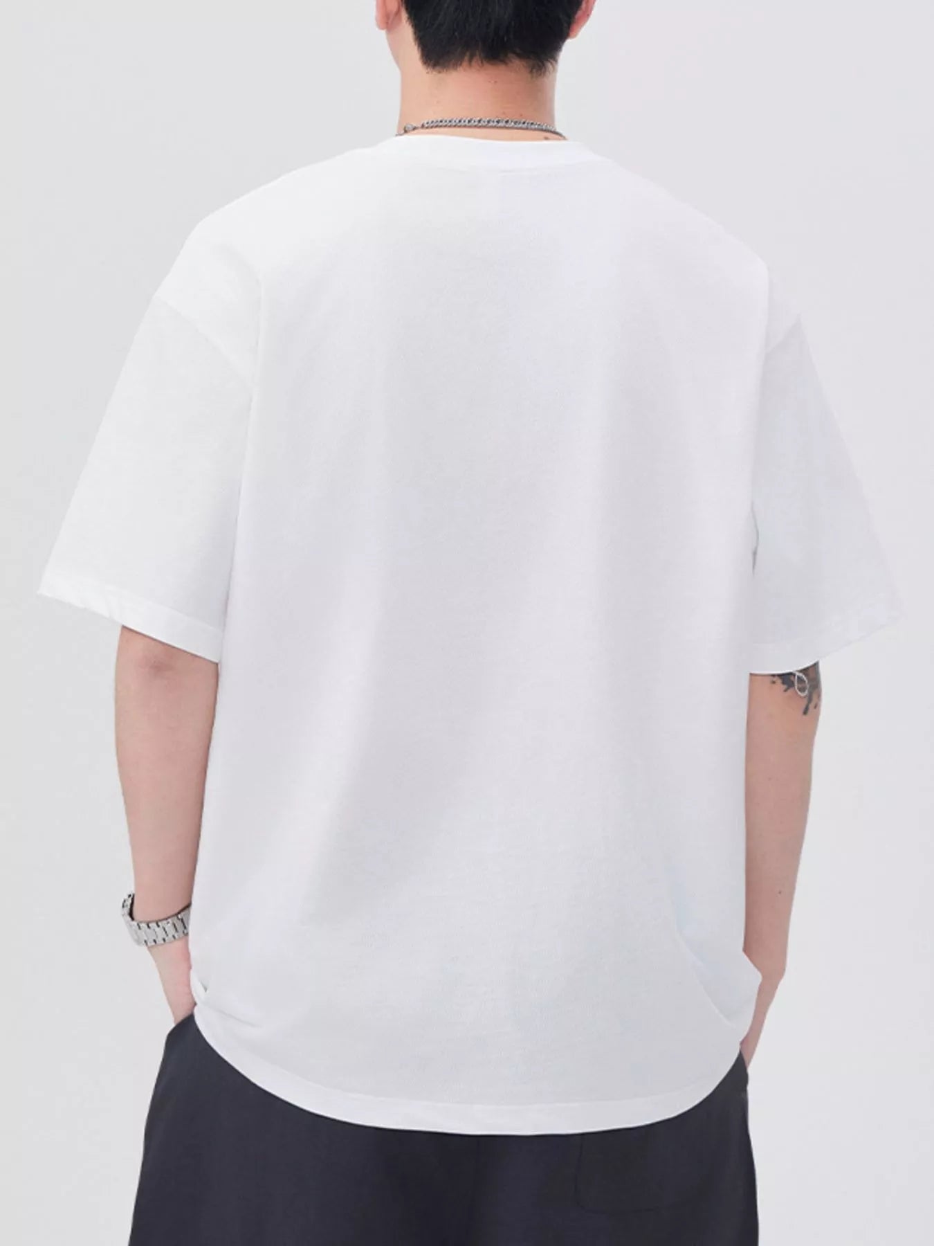 Plus Size Round Neck Relaxed Fit T-Shirt in Purple in White for Men