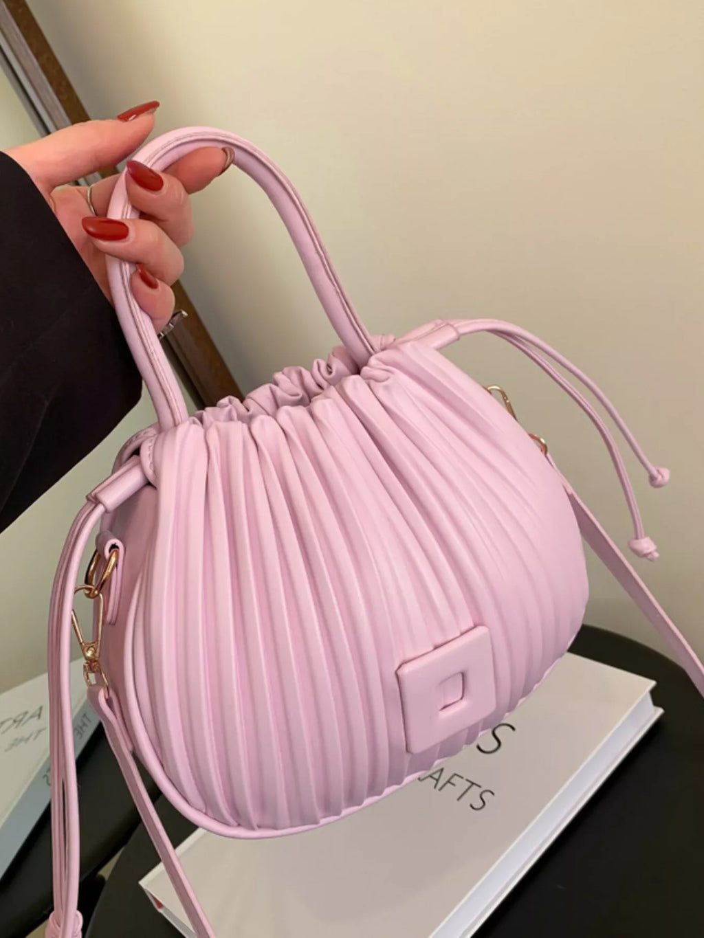 Pleated Bucket Crossbody Bag with for Women