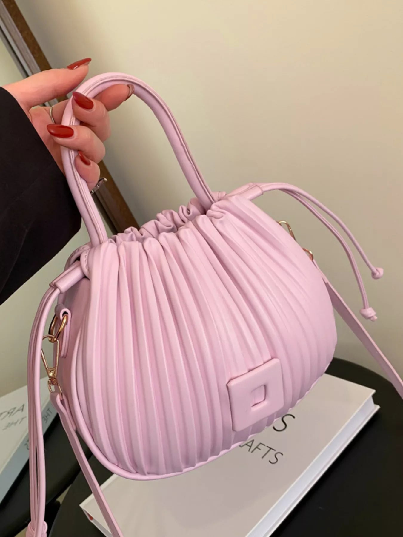 Pleated Bucket Crossbody Bag with for Women