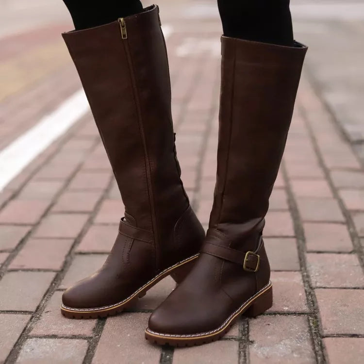 Round Toe Block Heels Boots in Yellow for Women