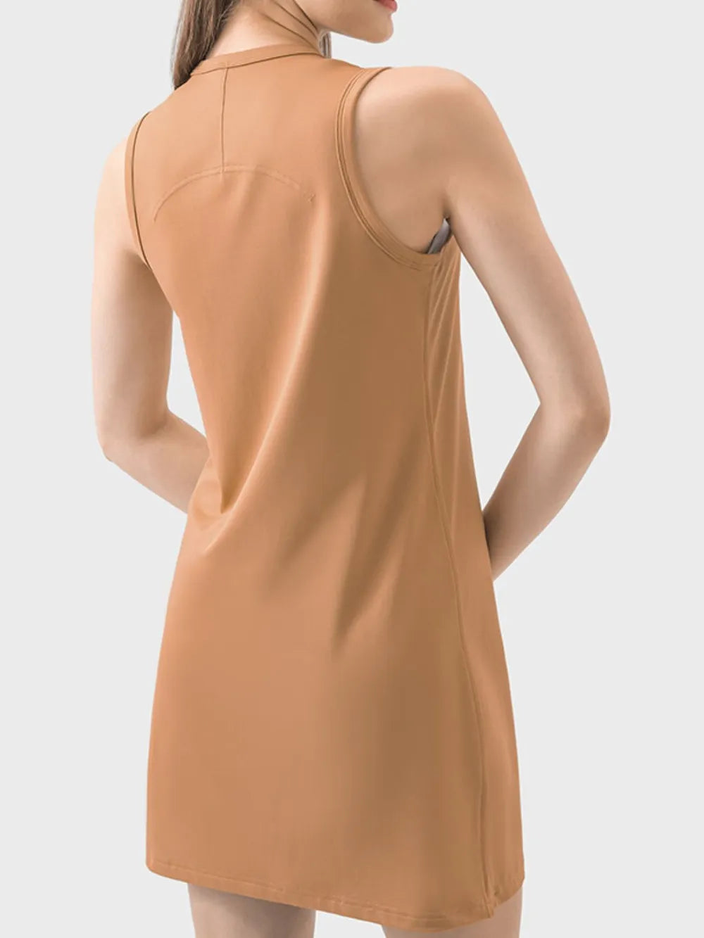 Round Neck Sleeveless Active Dress in Sherbet for Women