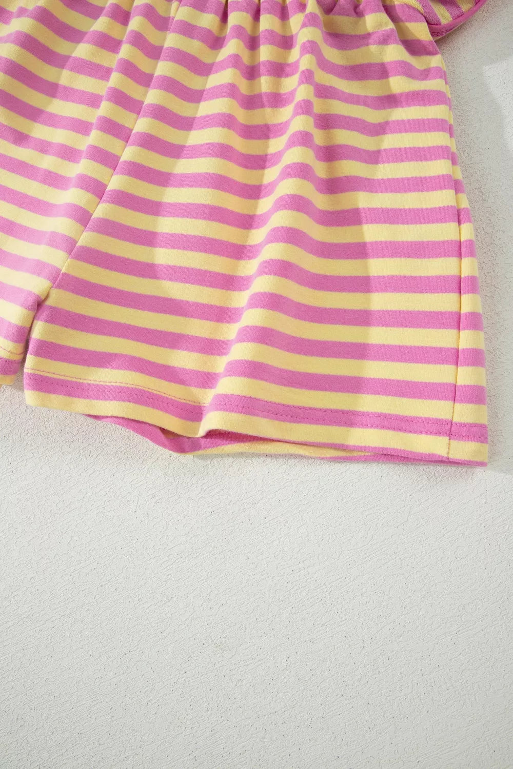 Striped Round Neck Tee and Shorts Casual Set for Women
