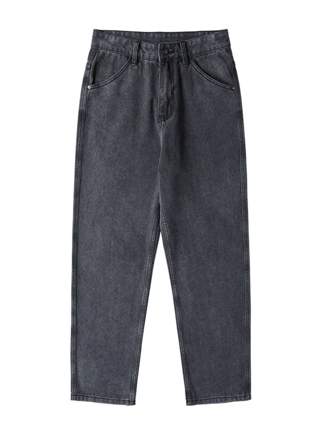 Wash Relaxed Fit Wide Leg Jeans in Black and Gray for Men