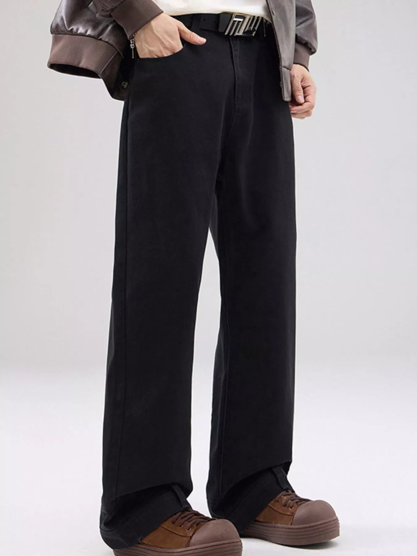 Wide Leg Jeans in Brown for Men