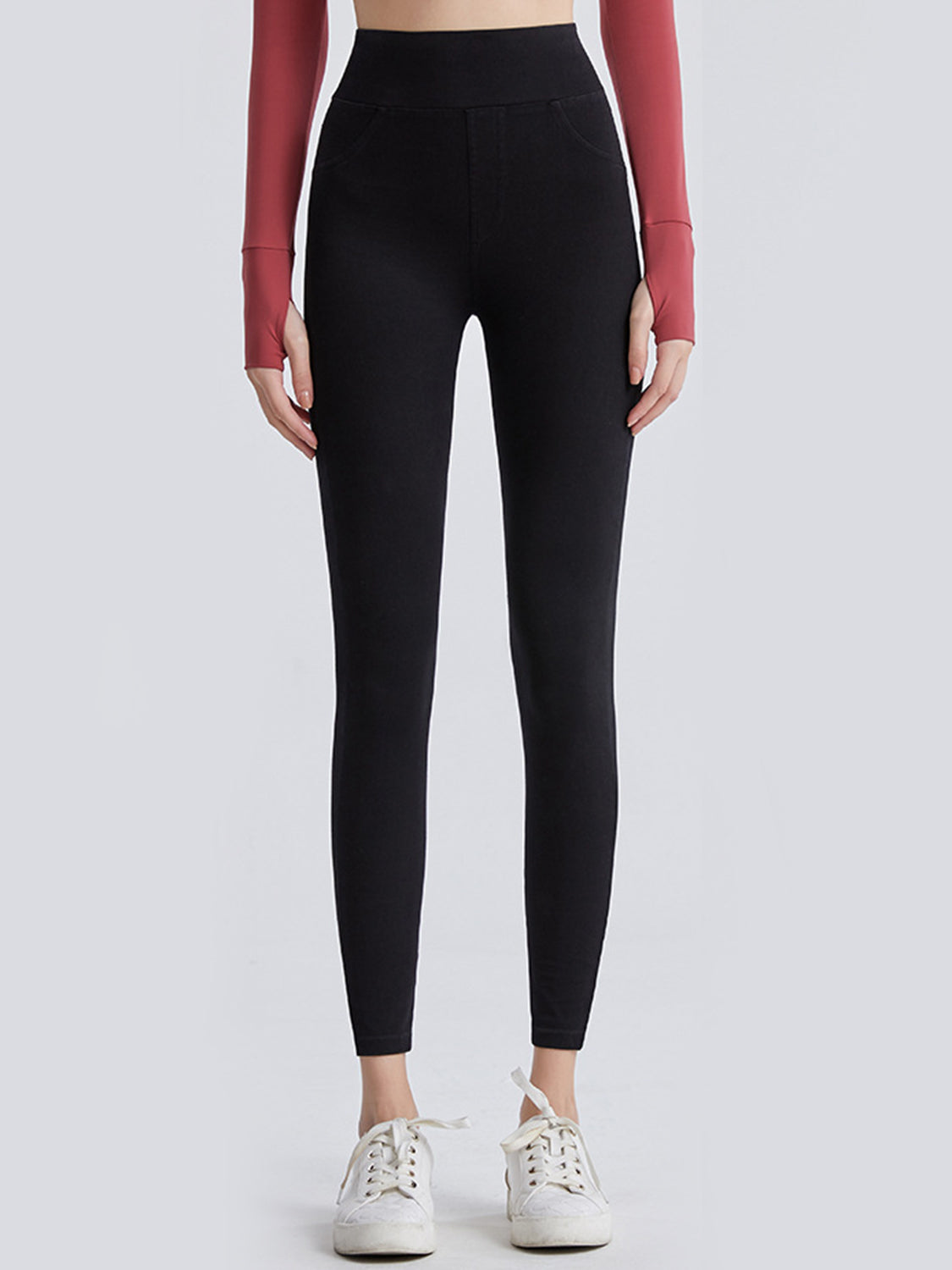 Wide Waistband Sports Leggings in Dark in Medium for Women