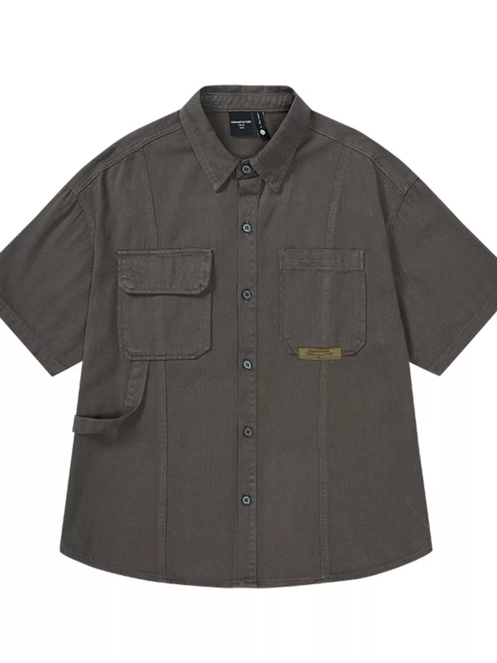 Button Up Half Sleeve Shirt Plus Size in Gray in Khaki for Men