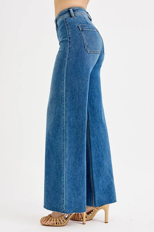 High-Waisted Wide Leg Jeans in Medium for Women
