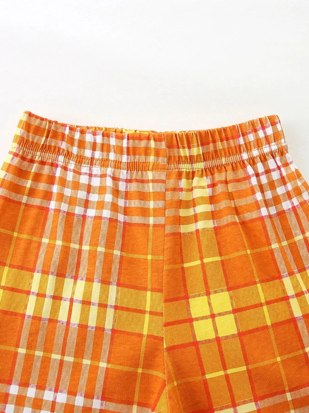 Crab Graphic Tee & Plaid Shorts Set in Tangerine for Boys