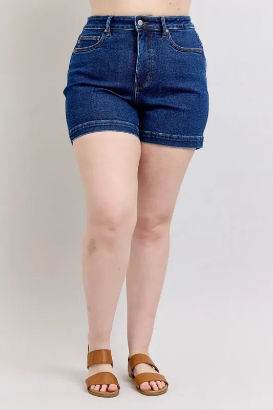 High Waist Tummy Control Denim Shorts Plus Size for Women