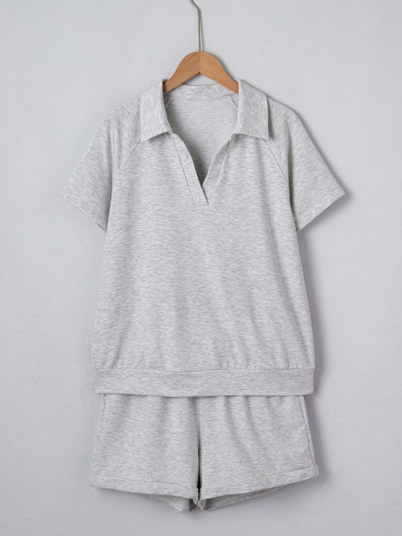 Polo Collar Short Sleeve Top and Shorts Set for Women