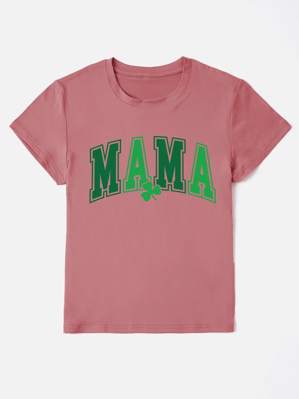 Mama Round Neck Short Sleeve T-Shirt in Blush Pink for Women