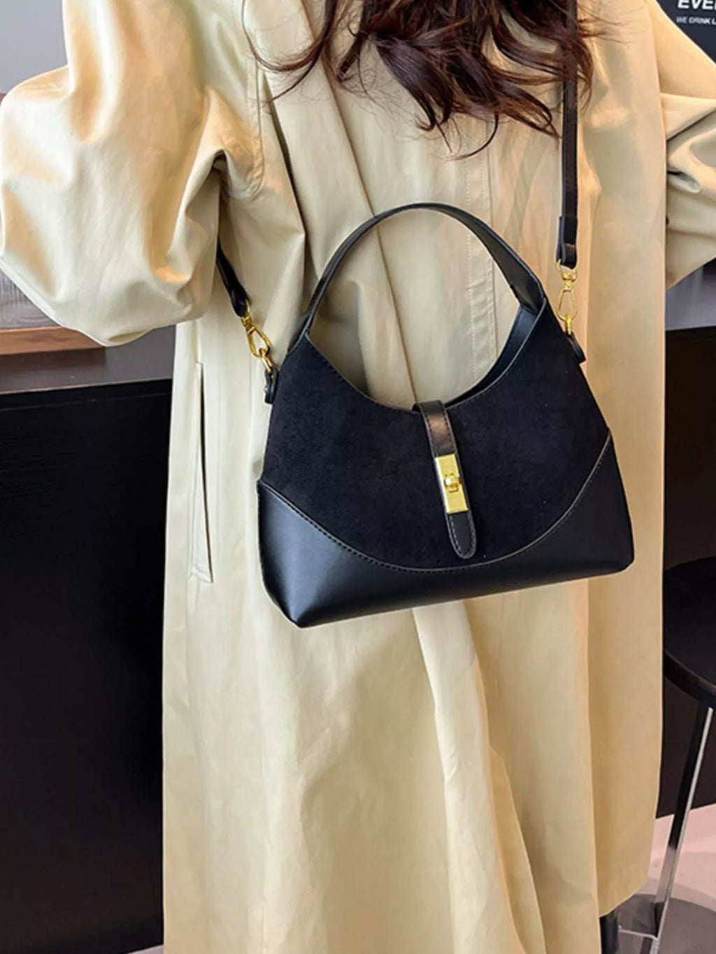 Buckle Leather Shoulder Bag for Women