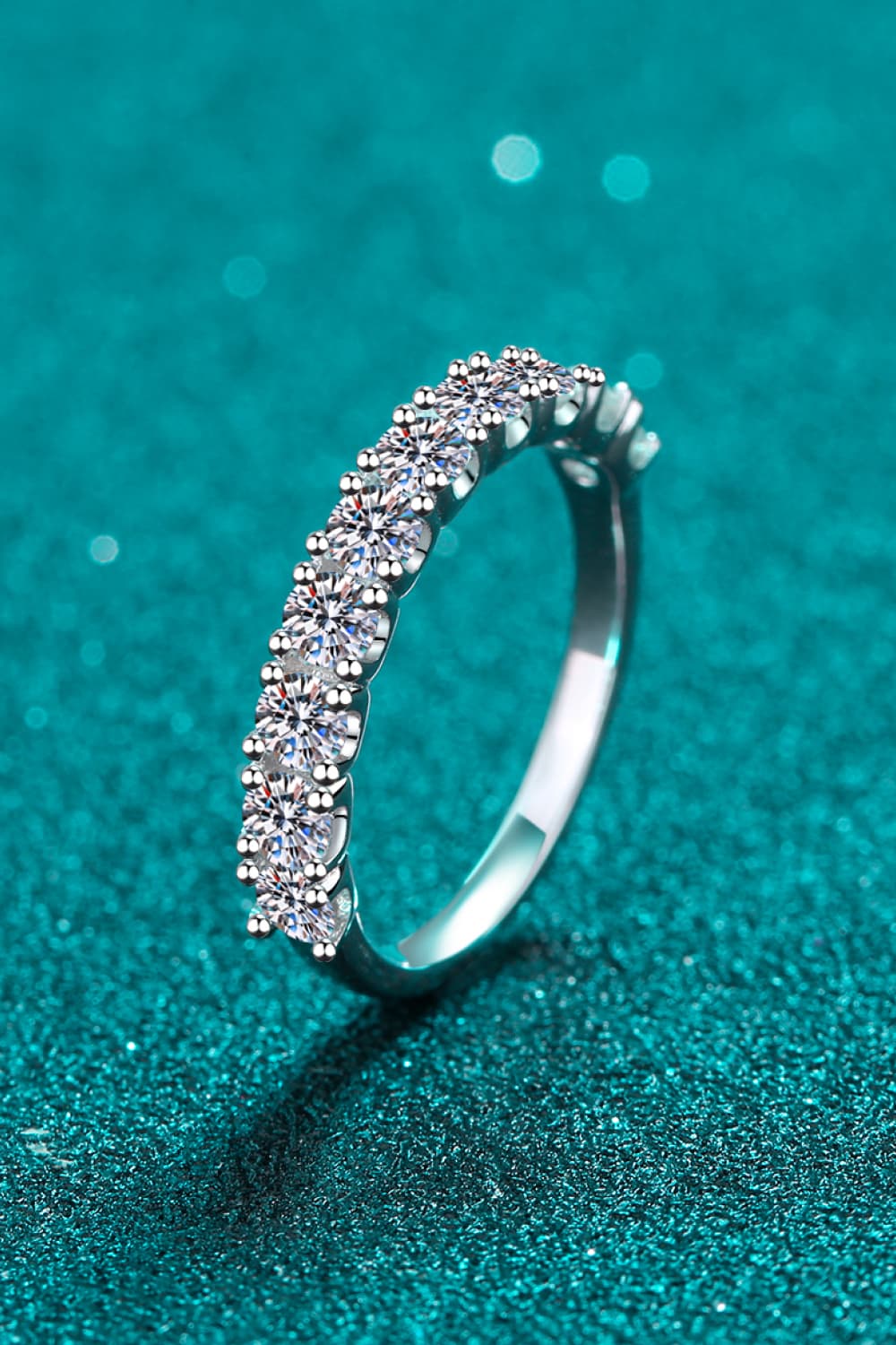 1 Carat Moissanite Half-Eternity Ring in Silver for Women
